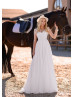 Long Sleeves Ivory Lace Chiffon Classic Wedding Dress